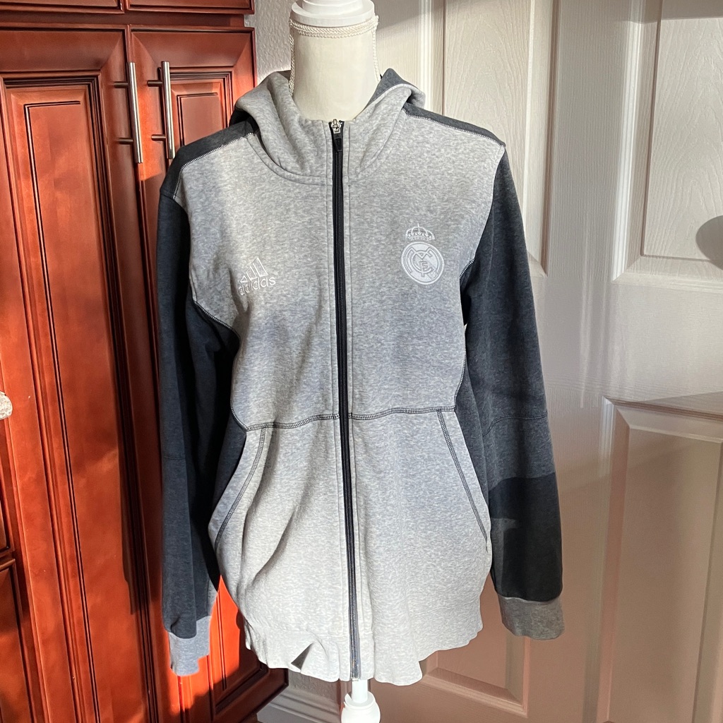 Adidas Real Madrid Two-Tone Gray And Black Men’s Hoodie
